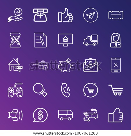 Business outline vector icon set on gradient background