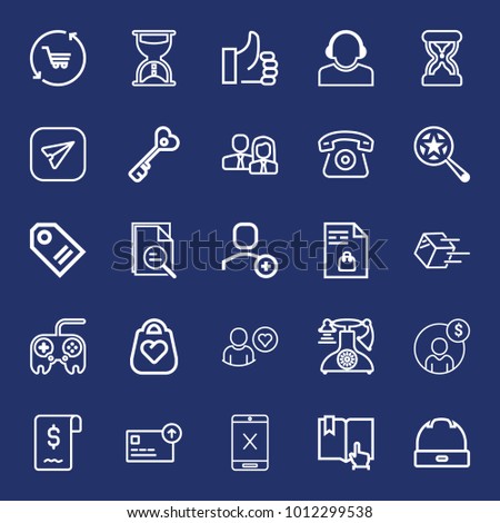 Business outline vector icon set on navy background