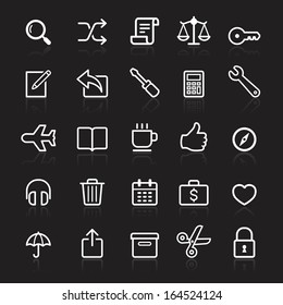 Business outline white icons set 2. Vector illustration.