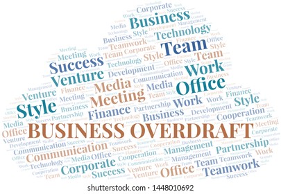 Business Overdraft word cloud. Collage made with text only.