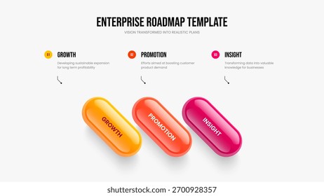 Visão geral dos negócios 3 Element Diagram Presentation Design. Ilustração do vetor de layout de quadro da análise de mercado. Introdução Moderna Modelo de Apresentação de Slides Infográfico de Três Opções.