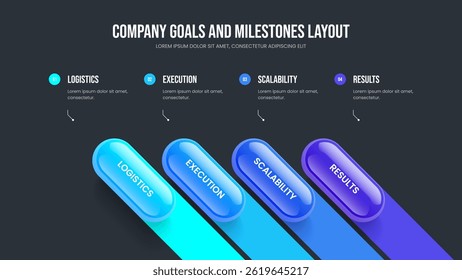 Business Overview Slideshow Template Vector Illustration. Consulting Introduction Four Element Infographic Frame Design. Advertising Proposal 4 Step Diagram Presentation Layout.