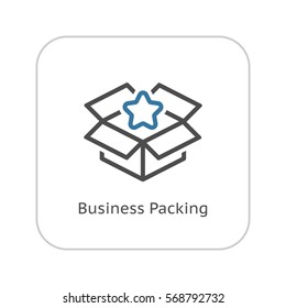 Business Packing Icon. Flat Design Isolated Illustration. App Symbol or UI element. Business Advantages or Product packaging in a box.