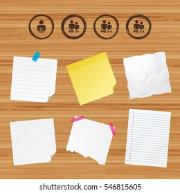 Business paper banners with notes. Gamer icons. Board games players sign symbols. Sticky colorful tape. Vector