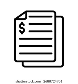 Ícone de linha de papel comercial, vetor, pixel perfect, arquivo ilustrador 