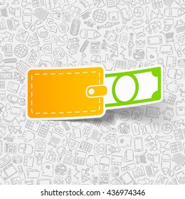 business paper sticker with hand drawn elements