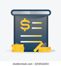 Business paperwork file icon. Document with dollar sign