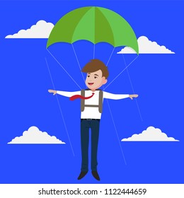 Business parachutist. Vector character 
