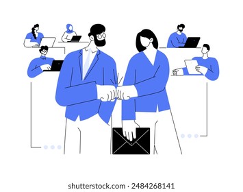 Business partner abstract concept vector illustration. Smiling business partners together, investment strategy, raising money, finding team, cooperation and collaboration abstract metaphor.