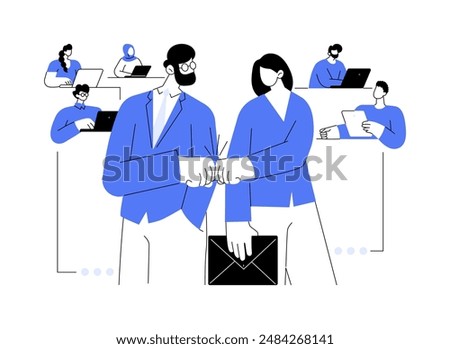 Business partner abstract concept vector illustration. Smiling business partners together, investment strategy, raising money, finding team, cooperation and collaboration abstract metaphor.