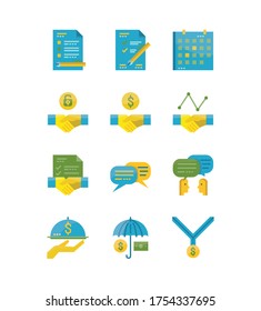 Socio empresarial y concepto de comunicación. Diseño de iconos planos. vector