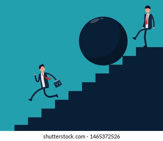 Business partner and competition. Vector illustration competitive business concept, Staircase, Cruel, Challenge, Risk, Flat cartoon style design.