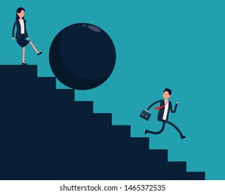 Business partner and competition. Vector illustration competitive business concept, Staircase, Cruel, Challenge, Risk, Flat cartoon style design.