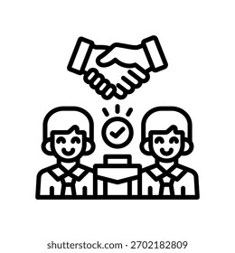 Ilustración vectorial de línea de icono de socio comercial