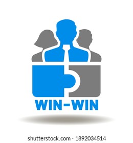 Business Partner Puzzle Vector Icon. Win Win Situation Solution Agreement Symbol. Mutually Beneficial Cooperation Illustration.