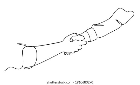 Business partner shaking hand - Continuous one line drawing