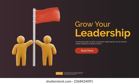 business partner and teamwork 3D icon illustration. Banner Business Landing Page Vector illustration
