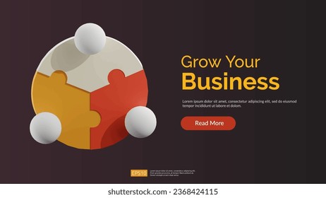 ilustración de icono 3D de business partner y equipo. Ilustración del vector de la página de aterrizaje de banner