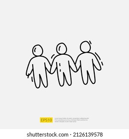 business partner and teamwork doodle icon illustration concept