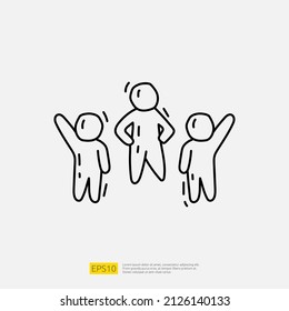 concepto de icono del doodle de trabajo en equipo y de socio de negocios