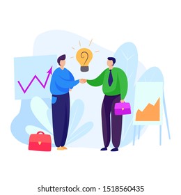 Business partners agreeing on bargain. Cooperation, dealing, idea. Business concept. Vector illustration can be used for topics like business, work, time management