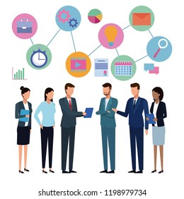 Business partners brainstorming cartoon