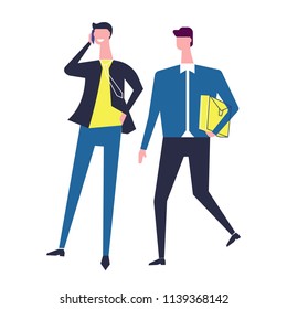 Business partners with cellphone and briefcase