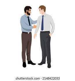 Business partners discussing documents and ideas at meeting. flat illustration style vector doodle design.