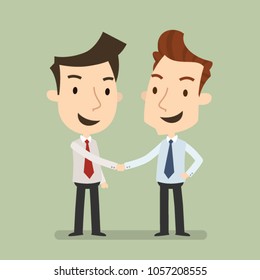 Business partners, Handshake between two businessmen, Successful negotiations, Vector illustration
