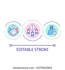 Business partners loop concept icon. Financial deal. Successful agreement. Profitable partnership abstract idea thin line illustration. Isolated outline drawing. Editable stroke. Arial font used