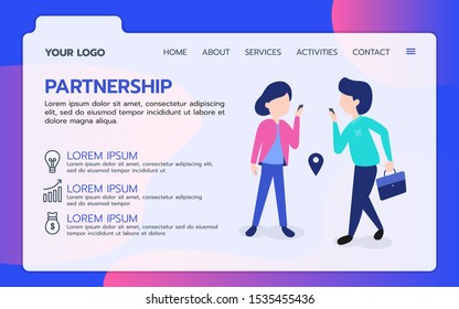 Business partners meet to talk, Vector illustration