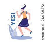 Business partners partnership composition with human character of happy female worker vector illustration