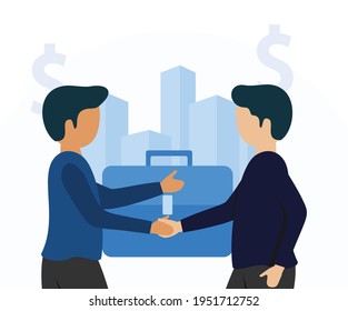 Business Partners, Shaking hands in flat concept