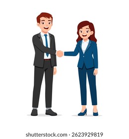 Business Partners Shaking Hands Smiling in Suits in a Positive Agreement, Success, Job