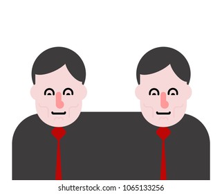 Business partners. Siamese twins. Fused people. Vector illustration
