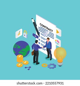 Business partnership 3d isometric vector illustration concept for banner, website, landing page, ads, flyer template
