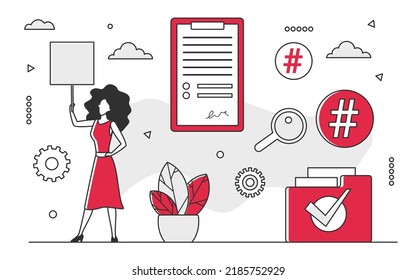 Business partnership agreement document. Collaboration contract and legal statement vector monocolor illustration