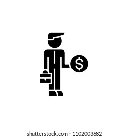 Business partnership black icon concept. Business partnership flat  vector symbol, sign, illustration.