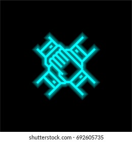 Business partnership blue glowing neon ui ux icon. Glowing sign logo vector