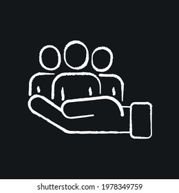 Business partnership chalk icon. Synergy, teamwork, collaboration, research, meeting. Thin line vector black and white illustration.