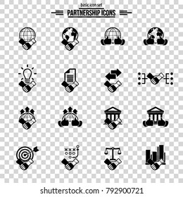 Business partnership and collaboration icons set