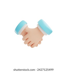 Business partnership concept. 3D vector illustrations of handshakes and hand gestures denoting deals and agreements, intended for corporate use. Icon on isolated background.