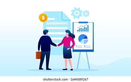 Asociación de negocios con ideas creativas colaboración de inicio ilustración plana vectorial plantilla 