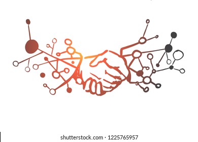 Business, partnership, handshake, agreement, trust concept. Hand drawn handshake of businessmen concept sketch. Isolated vector illustration.