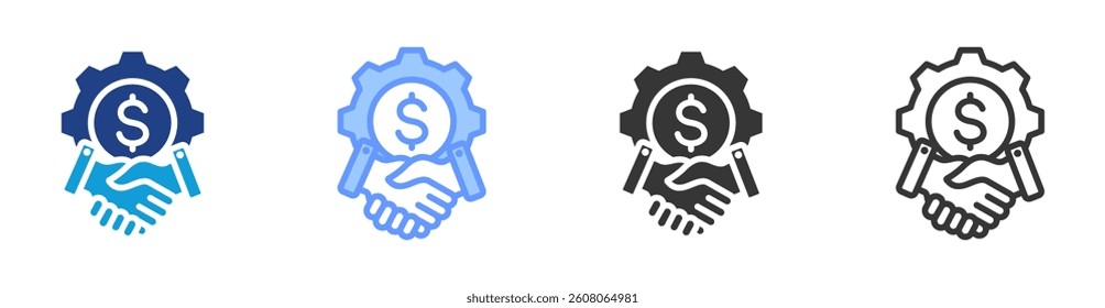 Business Partnership icon set multiple style collection