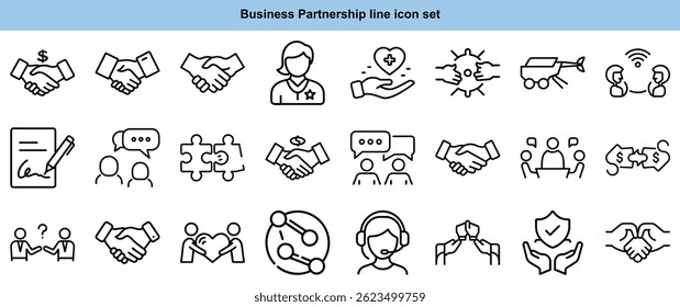  Business Partnership Icons: Collaboration, Agreement, Success