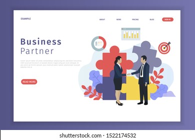 Business partnership landing page. Business partnership can be used for websites, landing pages, UI, mobile applications, posters, banner