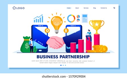 Business partnership landing page illustration vector design 