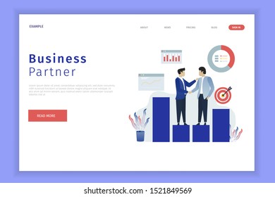 Business partnership landing page for site. Business partnership can be used for websites, landing pages, UI, mobile applications, posters, banner