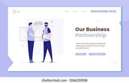 Business partnership on landing page template